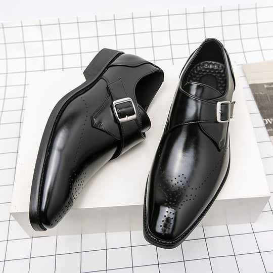 Herre Loafers Casual Sko til Festlige Anledninger, Slip-On Design, Læder og Skridsikker Sål 0