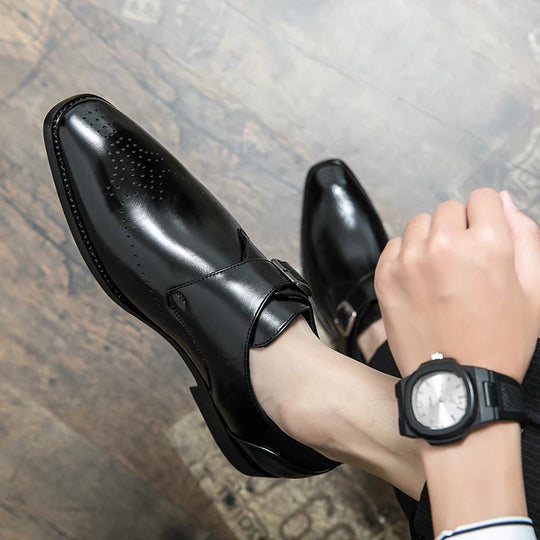 Herre Loafers Casual Sko til Festlige Anledninger, Slip-On Design, Læder og Skridsikker Sål 1