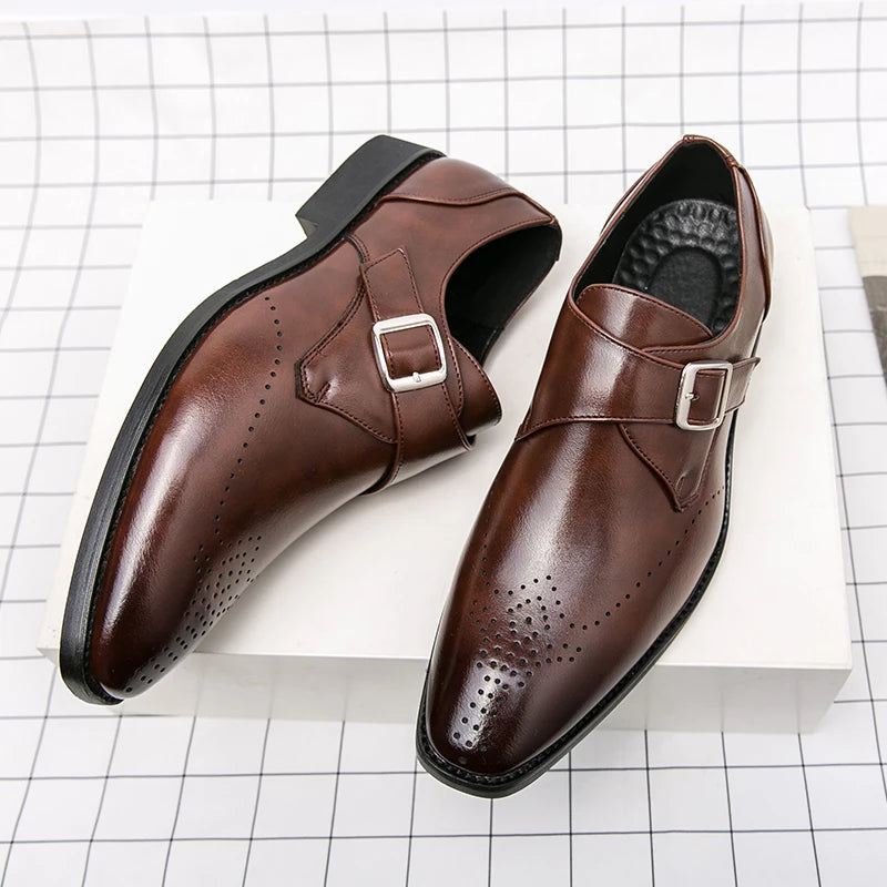 Herre Loafers Casual Sko til Festlige Anledninger, Slip-On Design, Læder og Skridsikker Sål 4