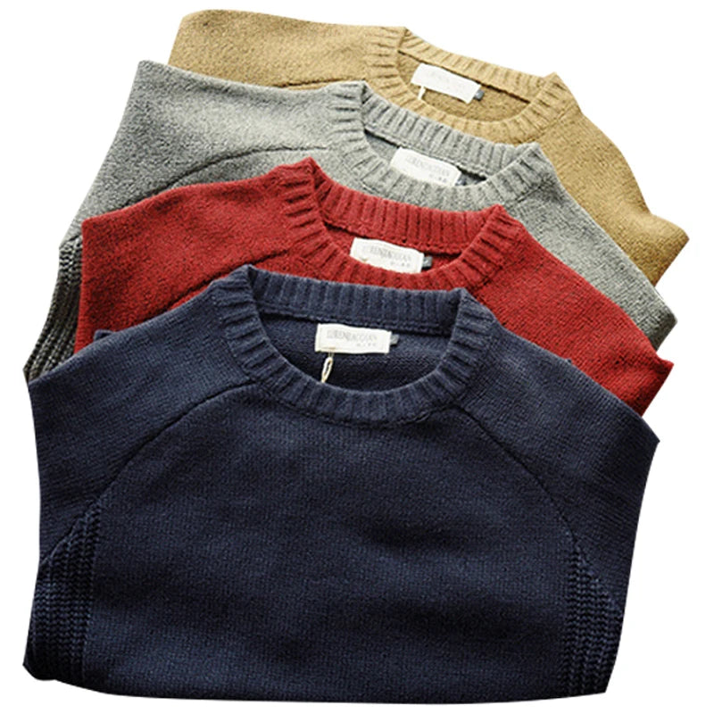 Herre Oversize Pullover Striktrøje med Patch Design 1
