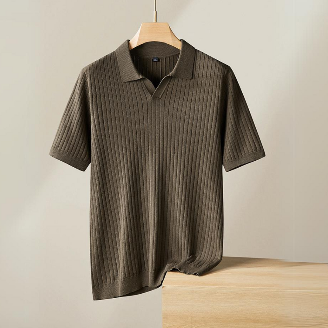 Herre Polo T-shirt med Ribbet Design 2
