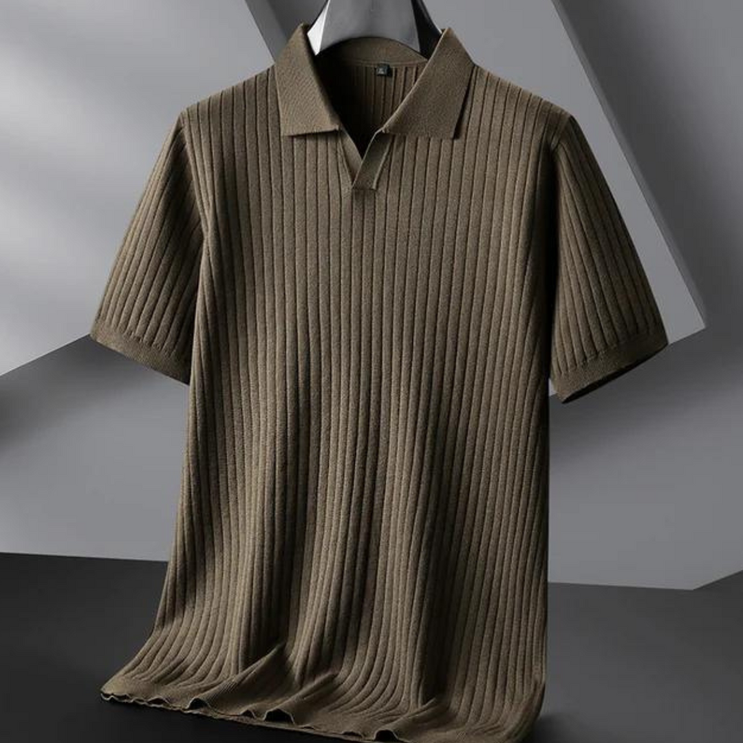 Herre Polo T-shirt med Ribbet Design 5