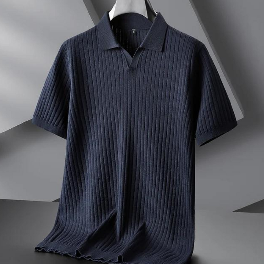 Herre Polo T-shirt med Ribbet Design 6