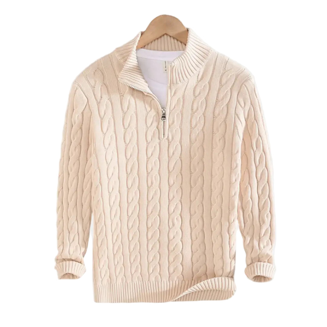 Herre Pullover med Halv Lynlås, Casual og Tidløs Stil 0