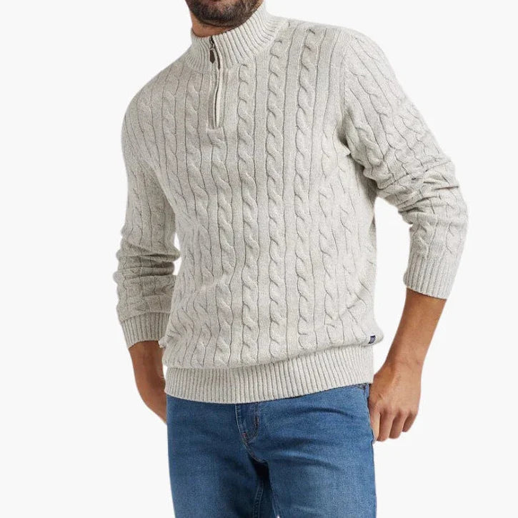 Herre Pullover med Halv Lynlås, Casual og Tidløs Stil 1