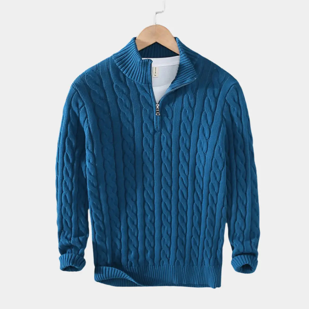 Herre Pullover med Halv Lynlås, Casual og Tidløs Stil 2