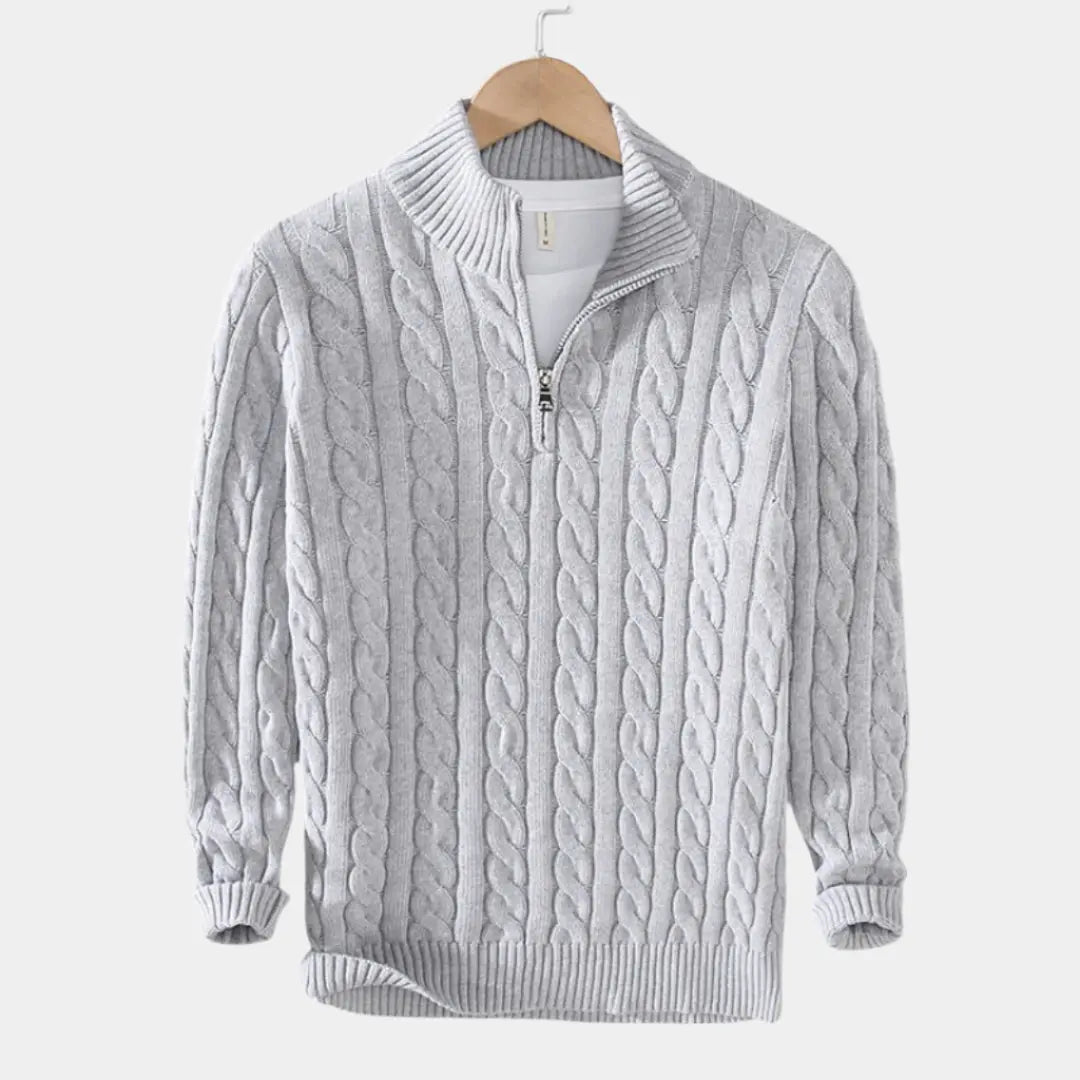 Herre Pullover med Halv Lynlås, Casual og Tidløs Stil 3