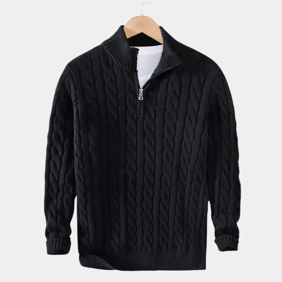 Herre Pullover med Halv Lynlås, Casual og Tidløs Stil 4