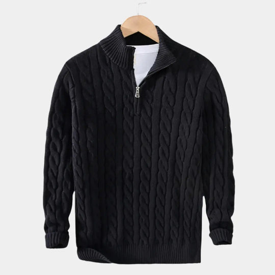 Herre Pullover med Halv Lynlås, Casual og Tidløs Stil 4