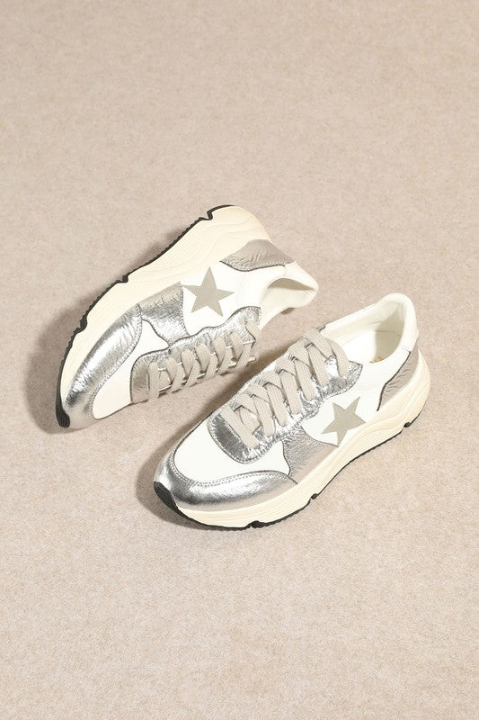 Herre Sneakers Casual Athletic Stil Sølv 1
