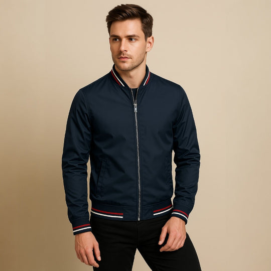 Herre Sommerjakke Sporty Stil Med Ribbet Krave 6