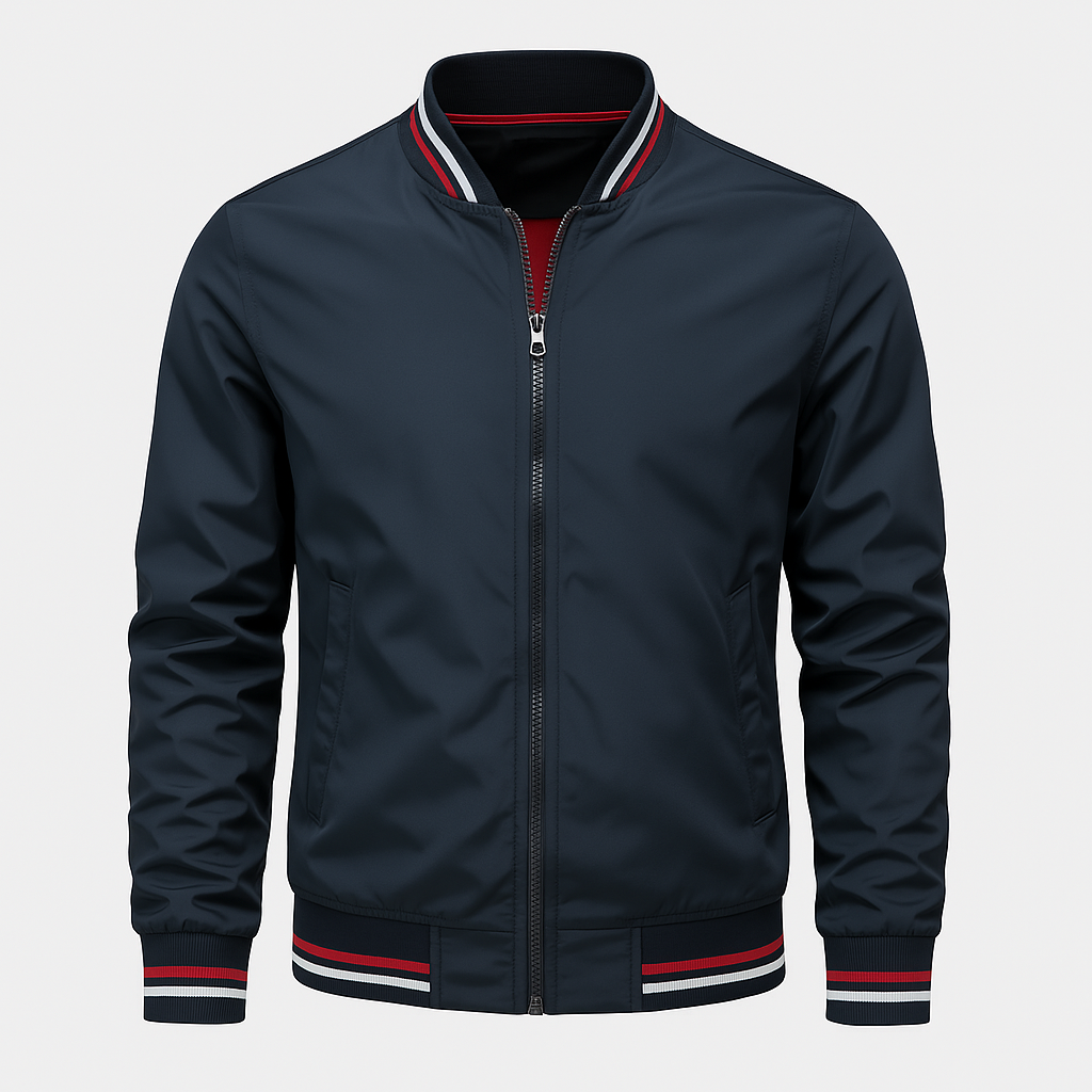 Herre Sommerjakke Sporty Stil Med Ribbet Krave 7