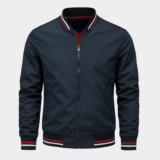 Herre Sommerjakke Sporty Stil Med Ribbet Krave 7