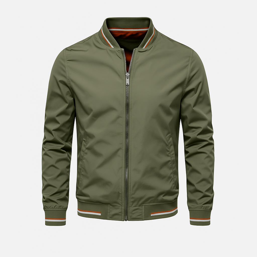 Herre Sommerjakke Sporty Stil Med Ribbet Krave 9
