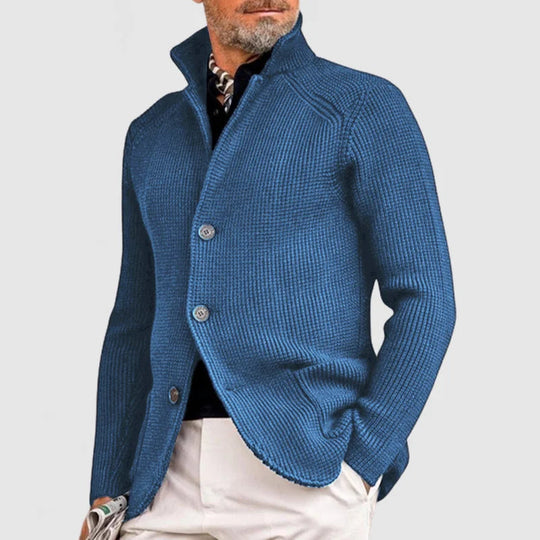 Herre Strikket Cardigan - Klassisk Knappet Sweater med Ribbet Design 3