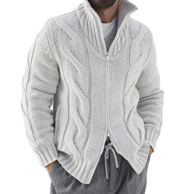 Herre Strikket Cardigan med Høj Hals 0