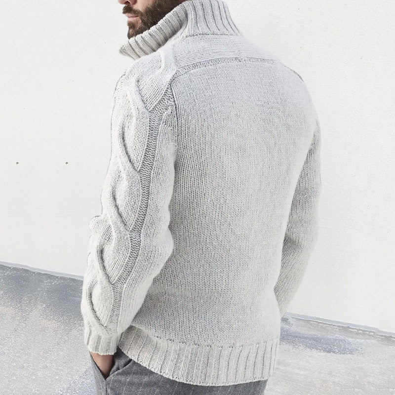 Herre Strikket Cardigan med Høj Hals 1