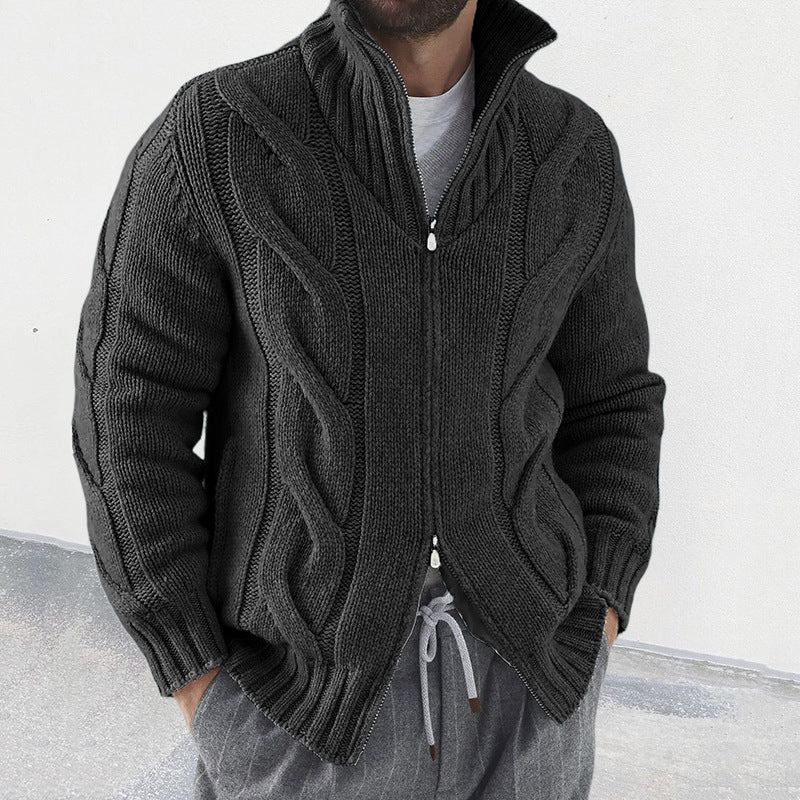 Herre Strikket Cardigan med Høj Hals 2