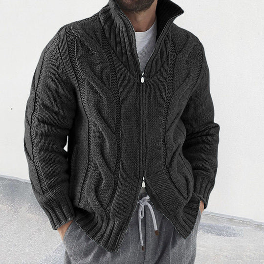 Herre Strikket Cardigan med Høj Hals 2