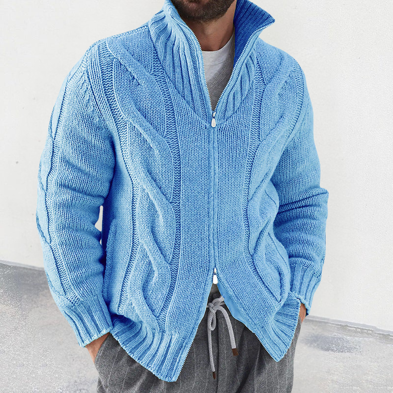 Herre Strikket Cardigan med Høj Hals 3