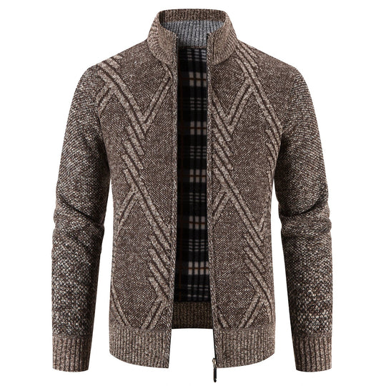 Herre Strikket Cardigan med Patchwork Design 5