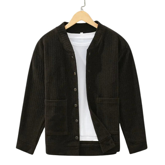 Herre Strikket Cardigan med Unik Struktur 0