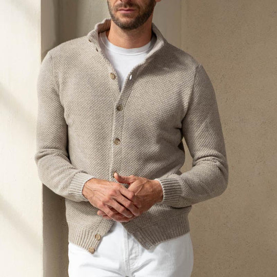 Herre Strikket Sweater Slim Fit med Skulderkrave 1