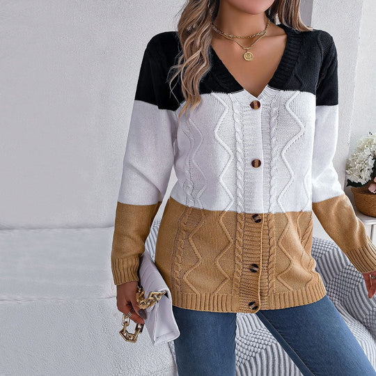 Herre Strikket Sweater med V-ring Knapper 3