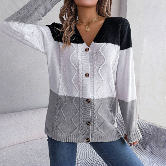 Herre Strikket Sweater med V-ring Knapper 8