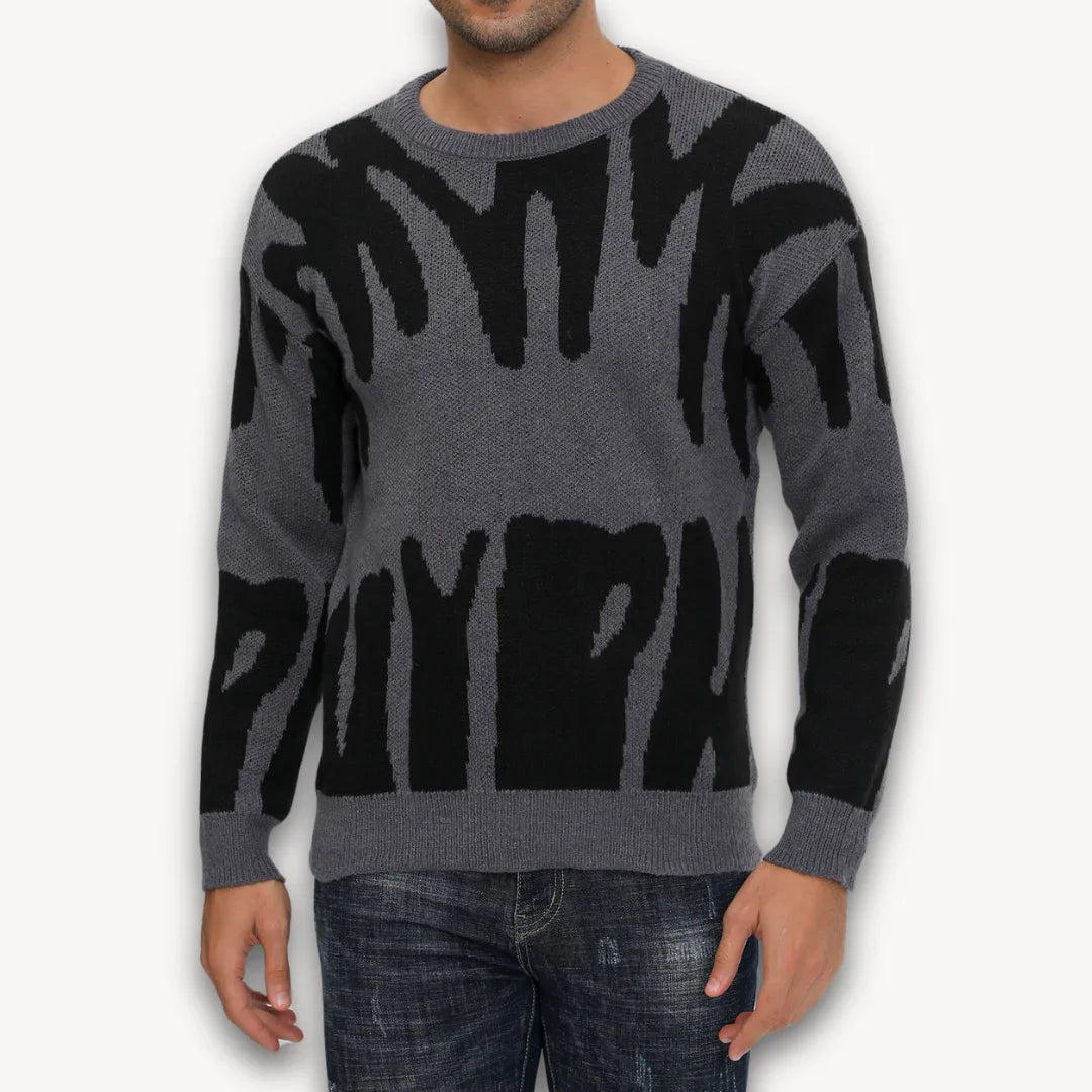 Herre Striktrøje Grafisk Crewneck 1