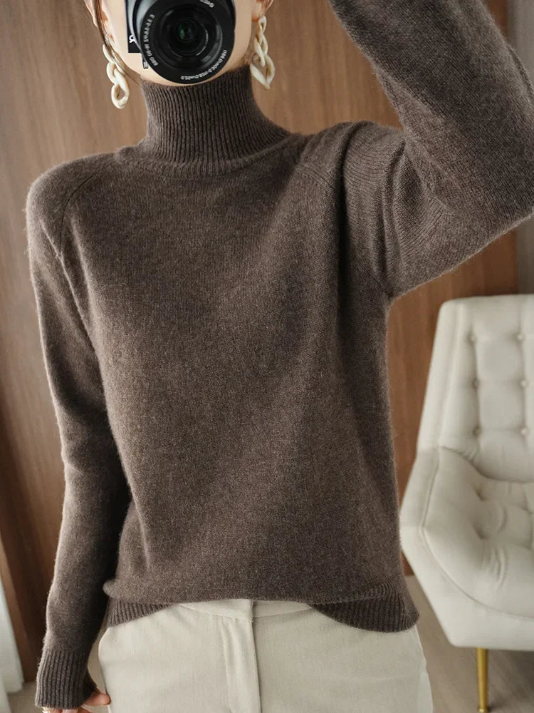 Herre Striktrøje Turtleneck Blød Merino Uld 0