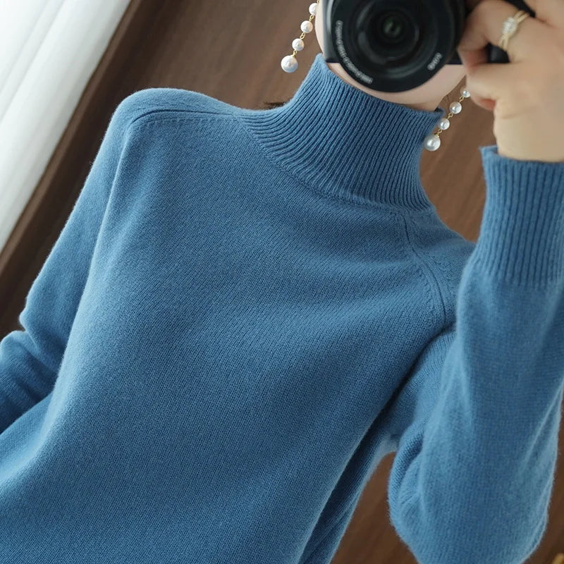 Herre Striktrøje Turtleneck Blød Merino Uld 10