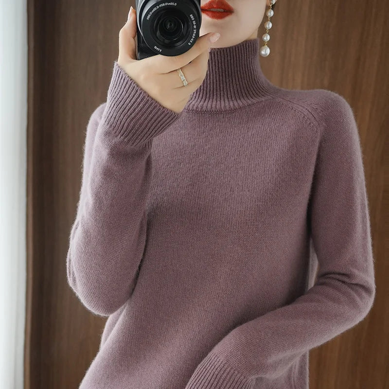 Herre Striktrøje Turtleneck Blød Merino Uld 11