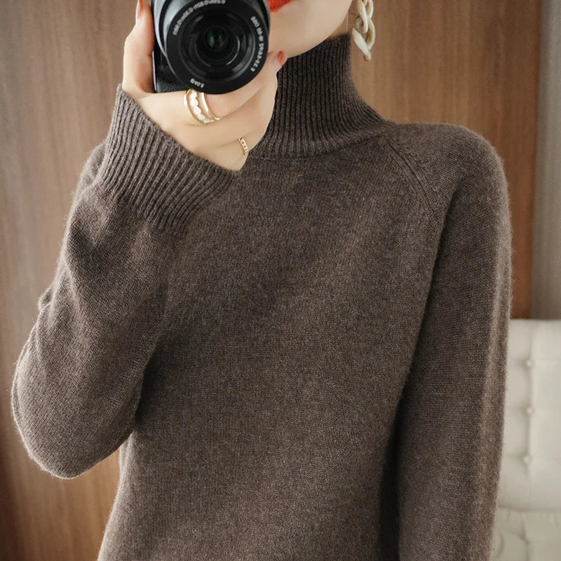 Herre Striktrøje Turtleneck Blød Merino Uld 13