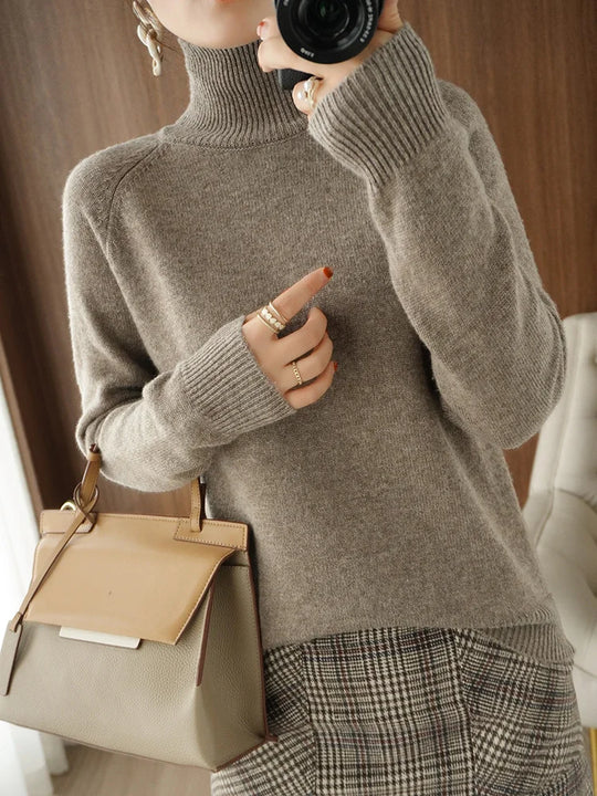 Herre Striktrøje Turtleneck Blød Merino Uld 2