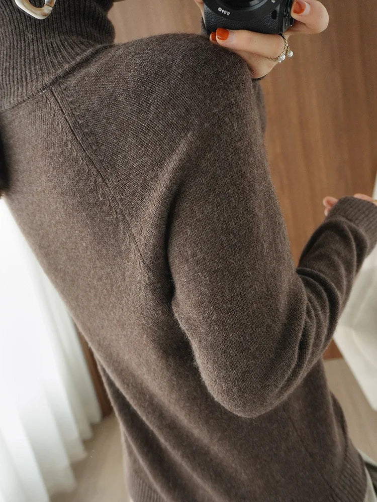 Herre Striktrøje Turtleneck Blød Merino Uld 3