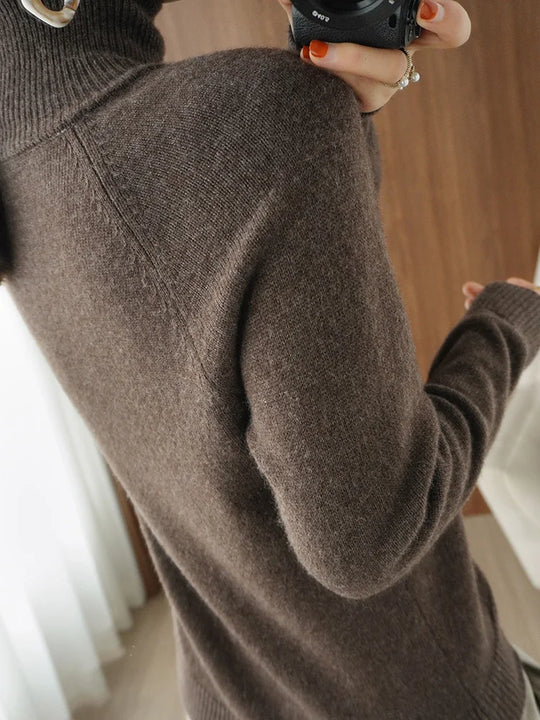 Herre Striktrøje Turtleneck Blød Merino Uld 3