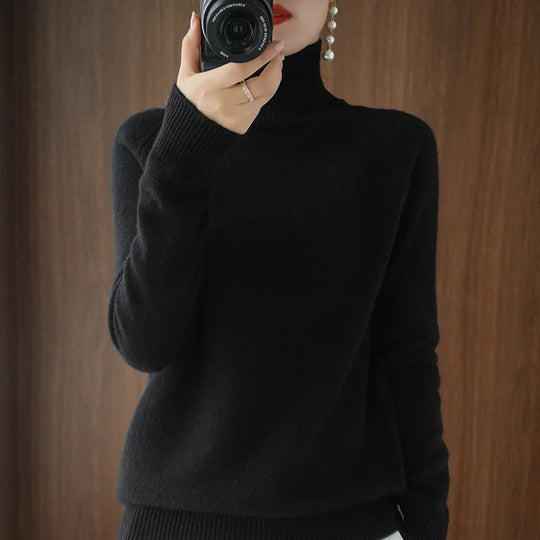 Herre Striktrøje Turtleneck Blød Merino Uld 7