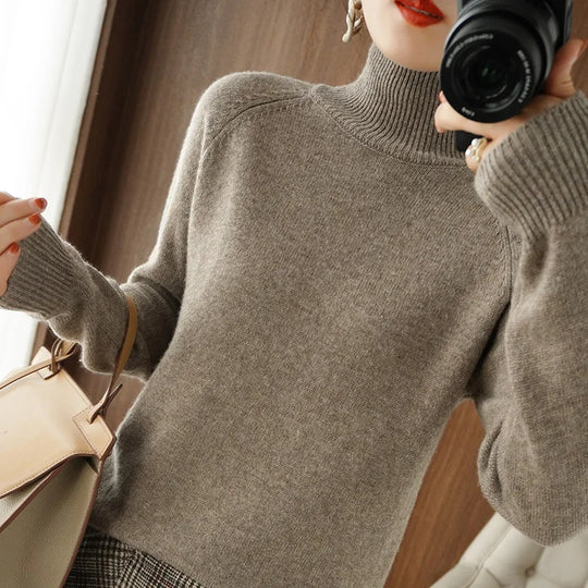 Herre Striktrøje Turtleneck Blød Merino Uld 8