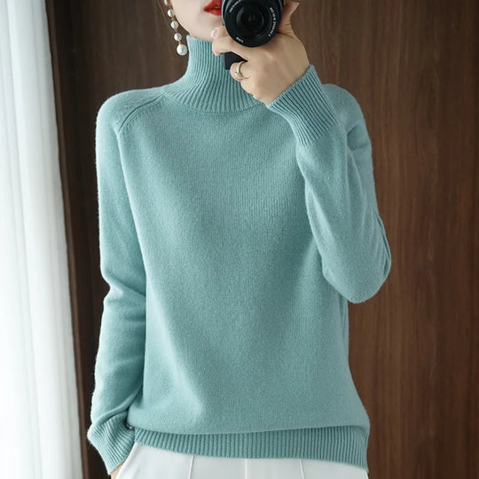 Herre Striktrøje Turtleneck Blød Merino Uld 9