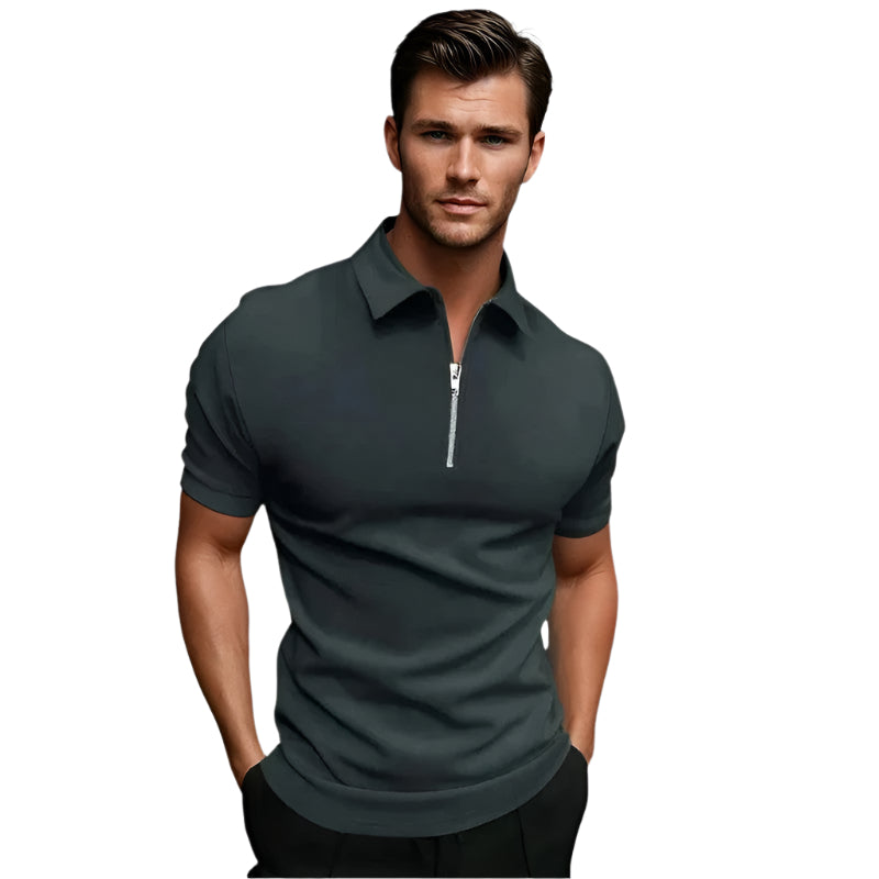 Herre T-Shirt Med Lynlås Strækbar Polyester Til Golf & Sport 0