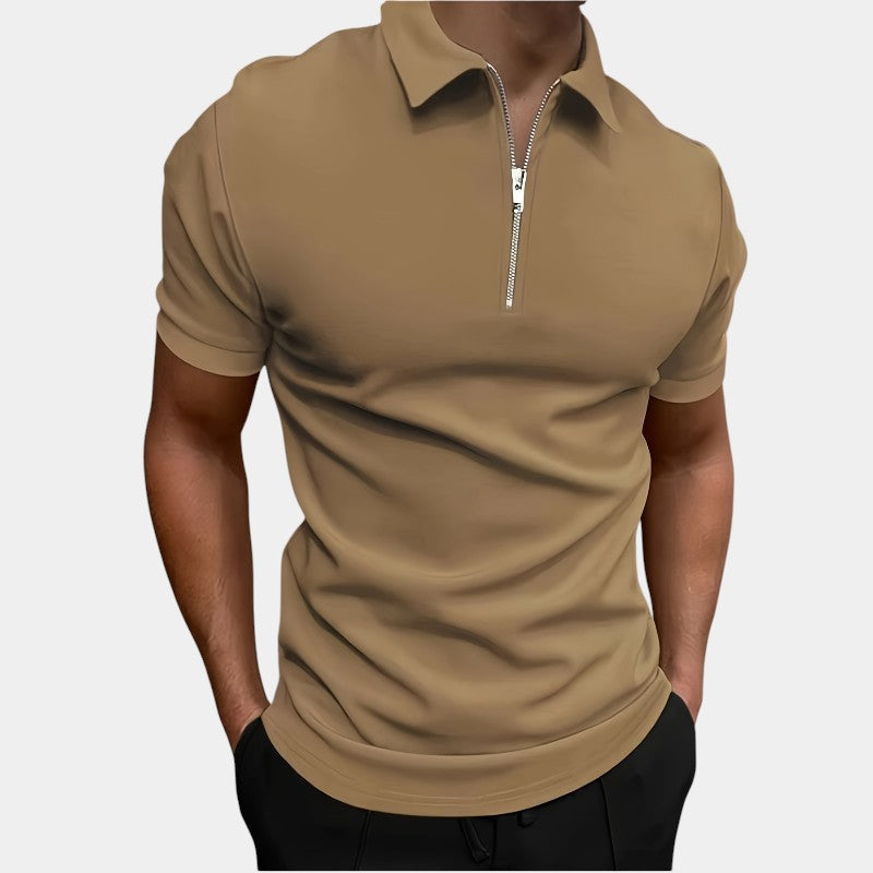 Herre T-Shirt Med Lynlås Strækbar Polyester Til Golf & Sport 1
