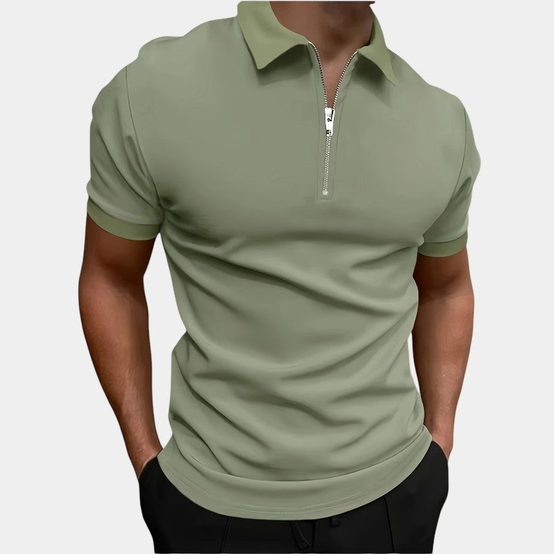 Herre T-Shirt Med Lynlås Strækbar Polyester Til Golf & Sport 8