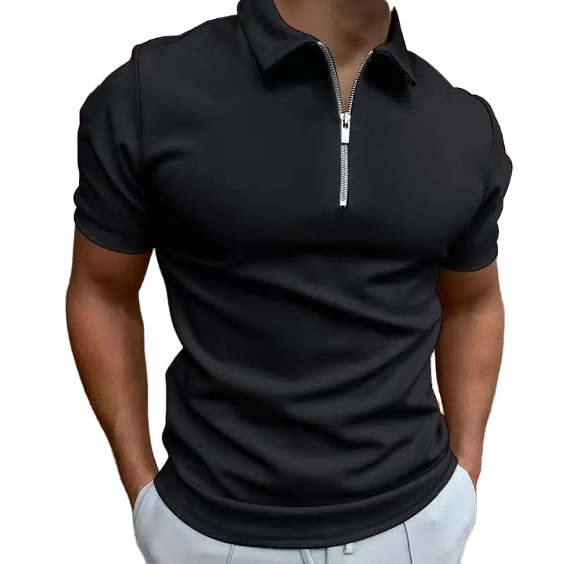 Herre T Shirt Halv Lynlås Kort Ærme Casual Trænings T Shirts Mænd 0