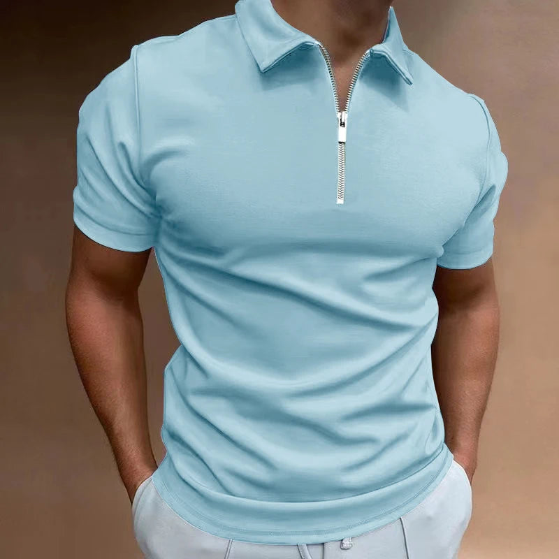 Herre T Shirt Halv Lynlås Kort Ærme Casual Trænings T Shirts Mænd 1