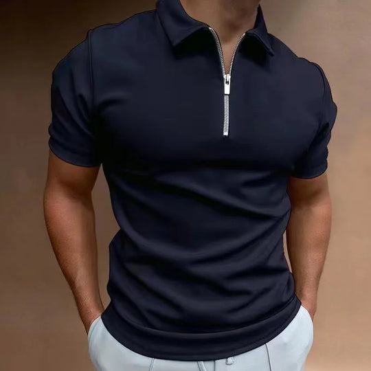 Herre T Shirt Halv Lynlås Kort Ærme Casual Trænings T Shirts Mænd 2