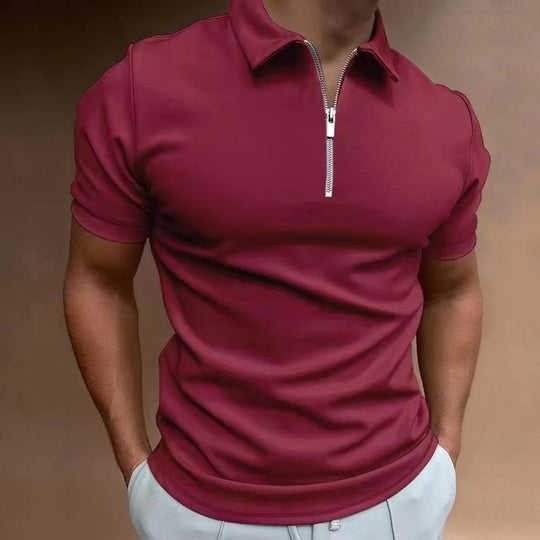 Herre T Shirt Halv Lynlås Kort Ærme Casual Trænings T Shirts Mænd 6