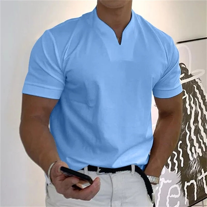 Herre T Shirt V-Hals Sporty Casual 5