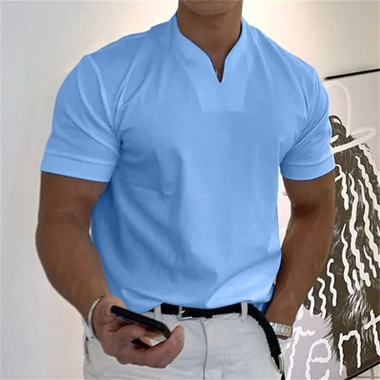Herre T Shirt V-Hals Sporty Casual 5