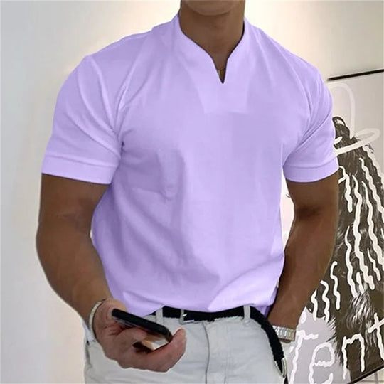 Herre T Shirt V-Hals Sporty Casual 7